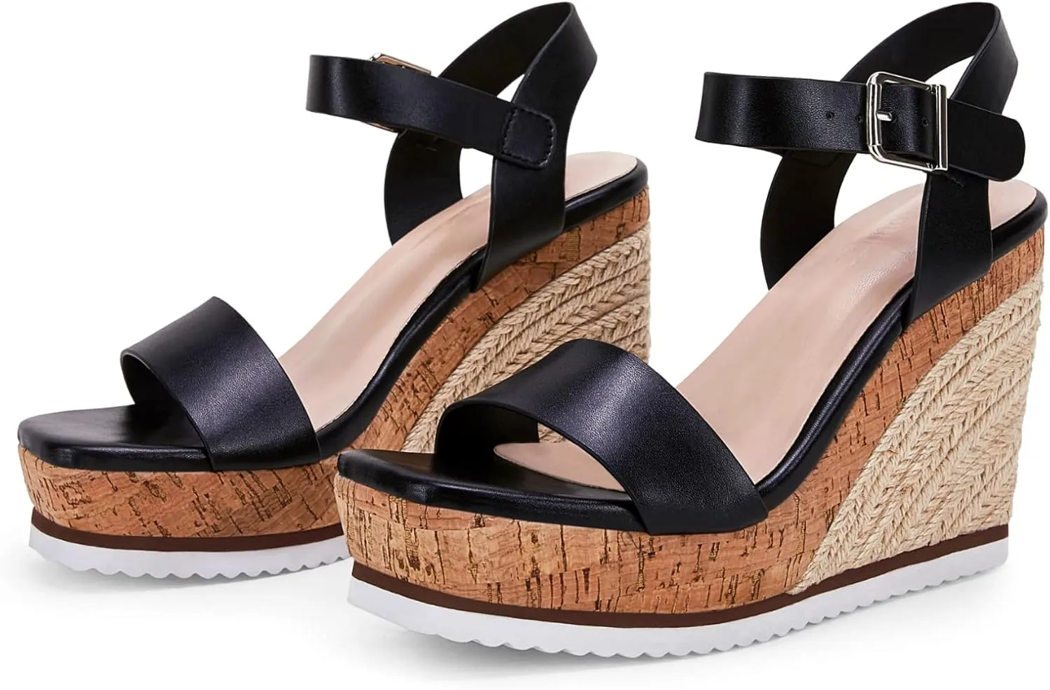 Coutgo Women's Espadrilles Wedge Platform Open Toe Ankle Strap Summer Dressy Sandals