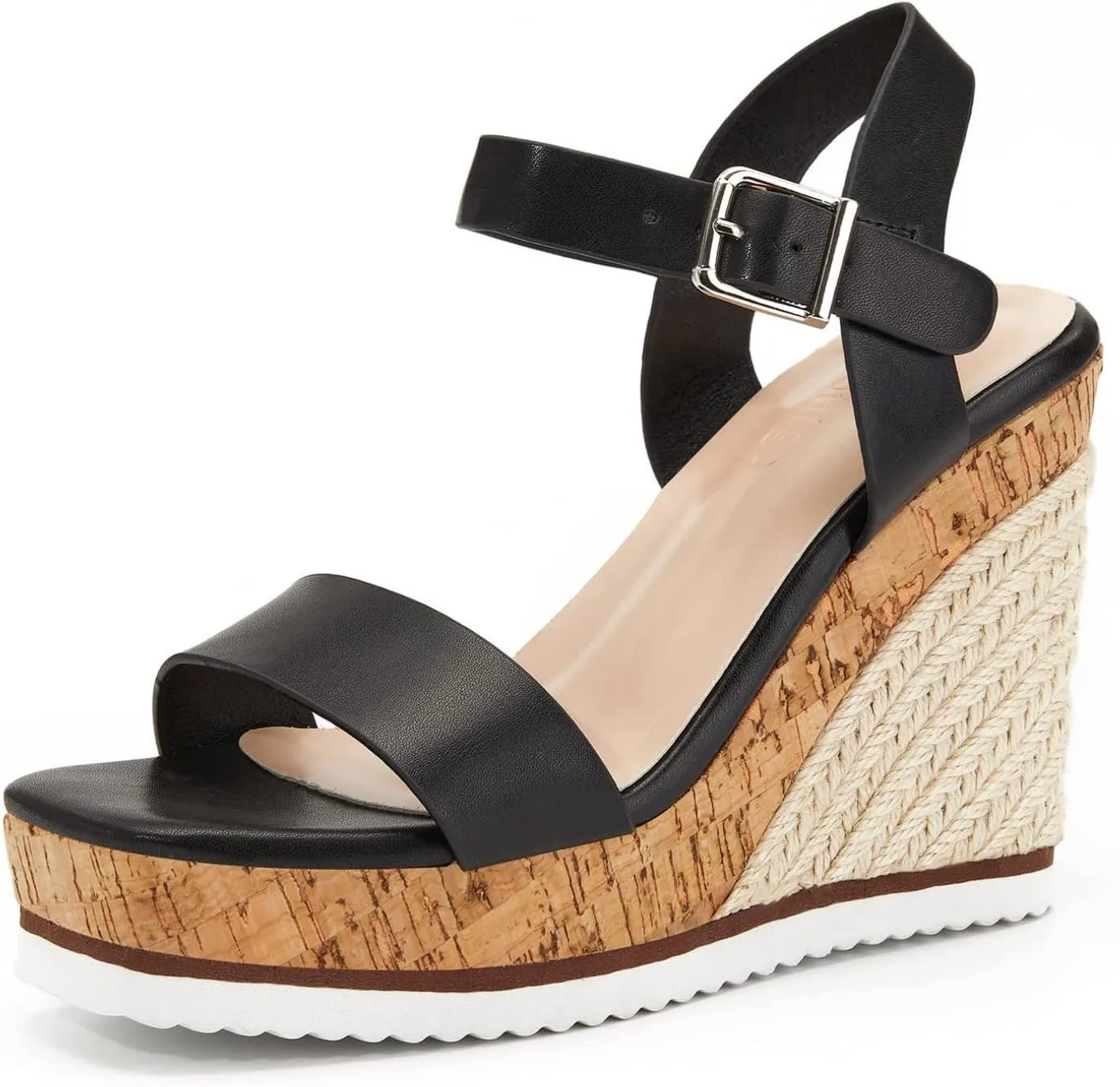 Coutgo Women's Espadrilles Wedge Platform Open Toe Ankle Strap Summer Dressy Sandals