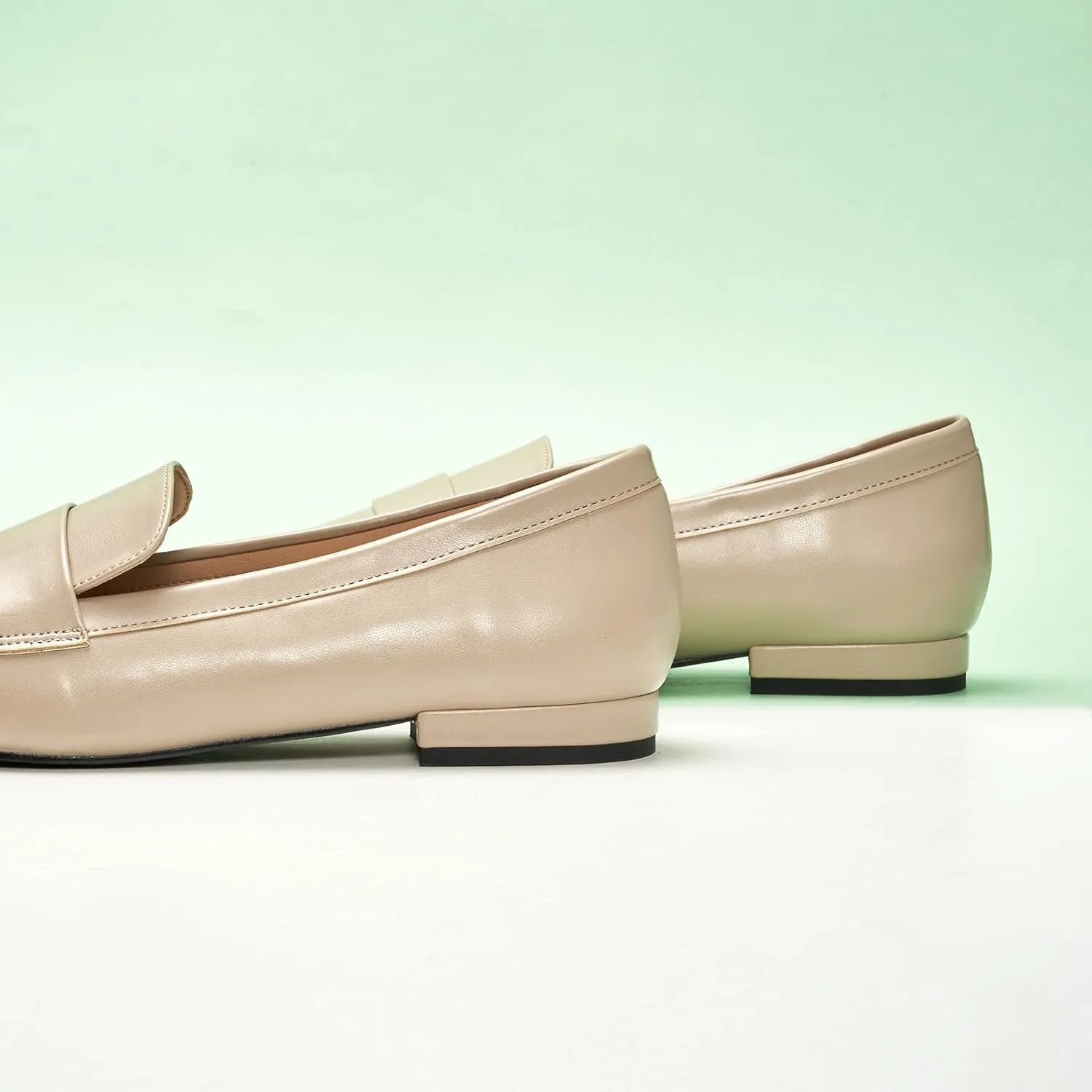 C.Paravano Women's Flat Loafers, Slip-on Penny Loafers for Formal & Casual Wear, Square Toe Comfort Flats for Office