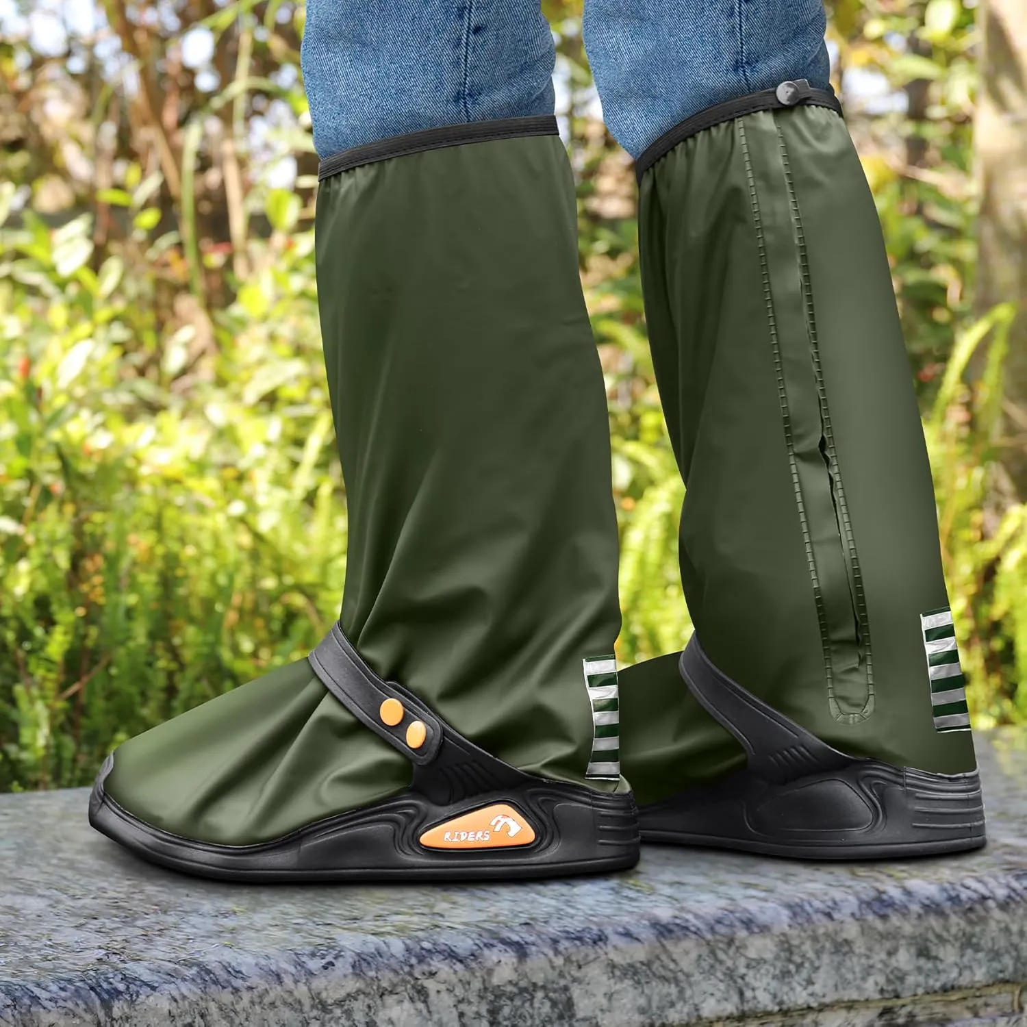 Desoto Premium Waterproof Rain Boot Shoe Cover with Zipper & Reflector, for Women & Men, Heavy Duty & Reusable