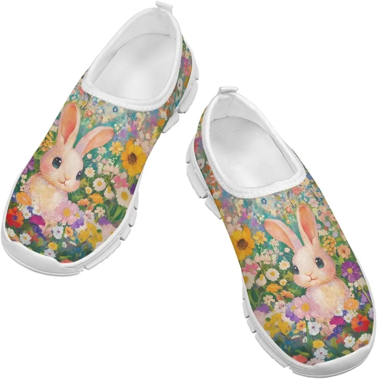 Doojoayie Funny Easter Shoes for Girls Slip On Sneakers Sport Running Shoes