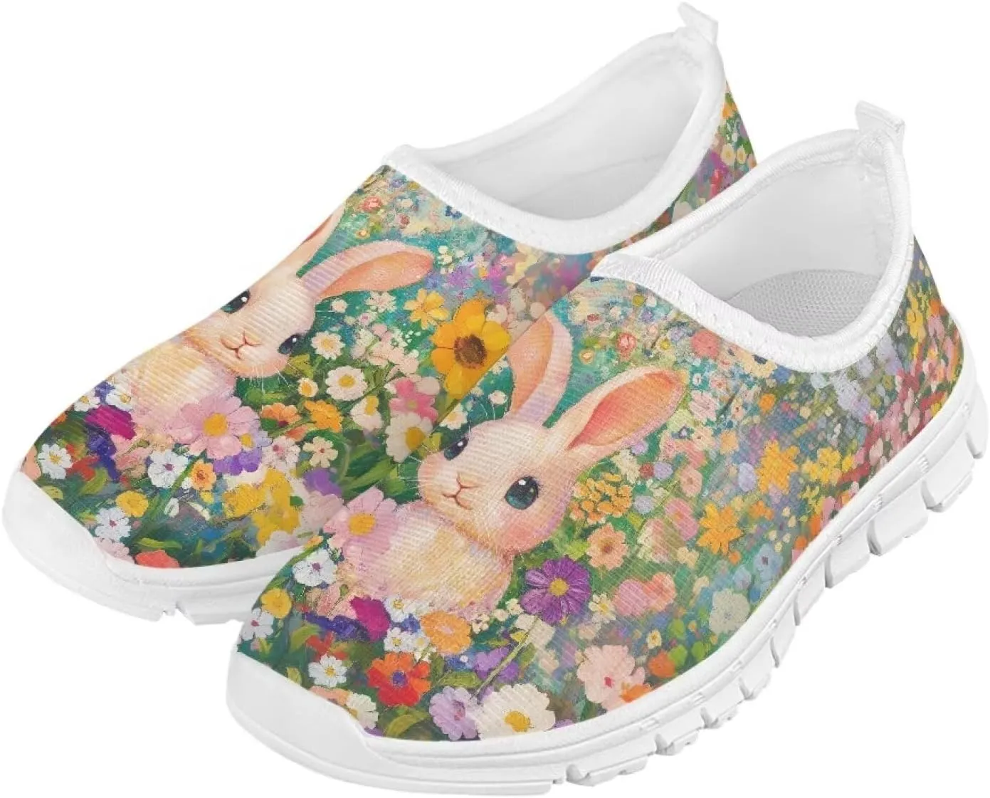 Doojoayie Funny Easter Shoes for Girls Slip On Sneakers Sport Running Shoes