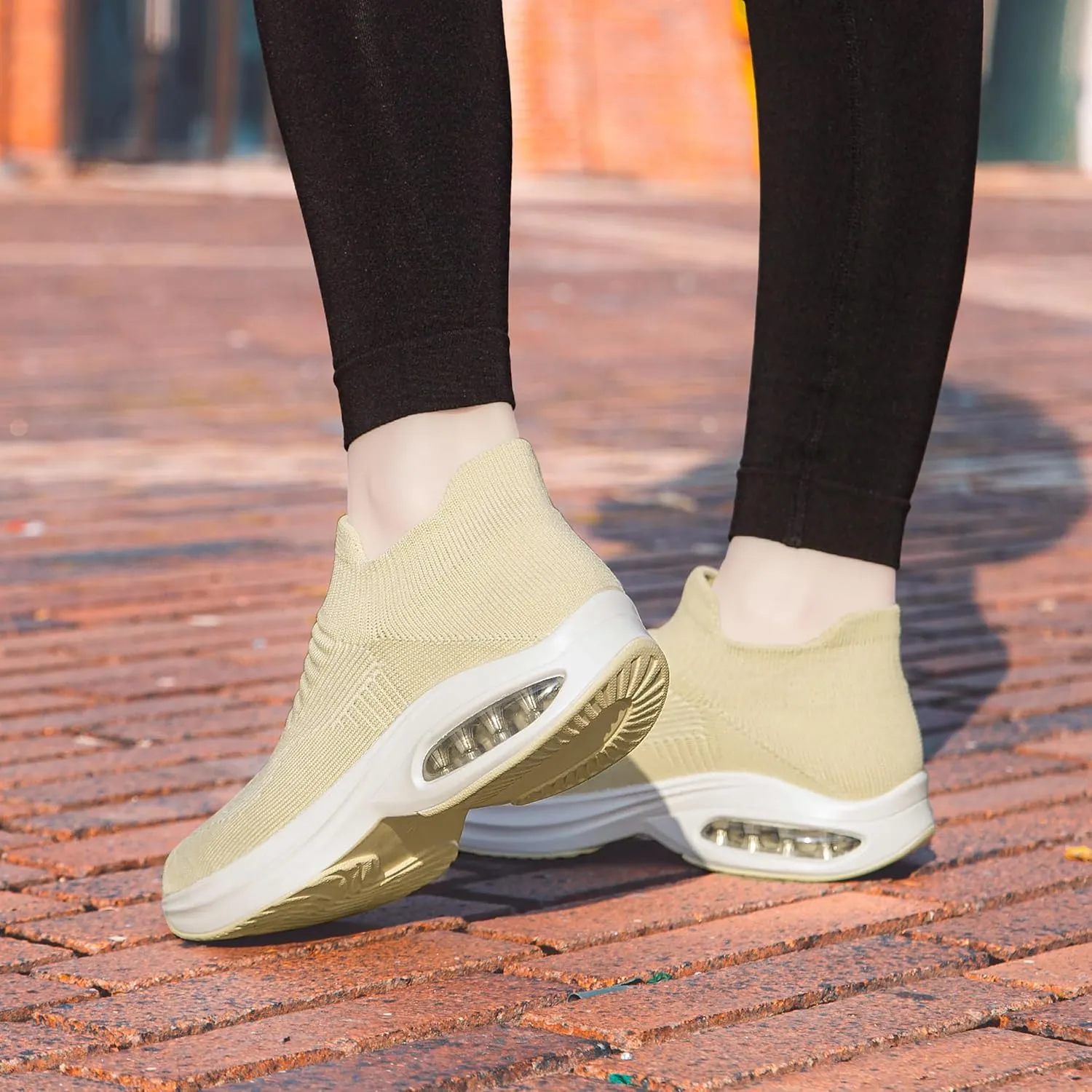 DOUSSPRT Womens Walking Shoes Sock Casual Ladies Fashion Sneakers Comfortable Slip On Air Cushion Platform
