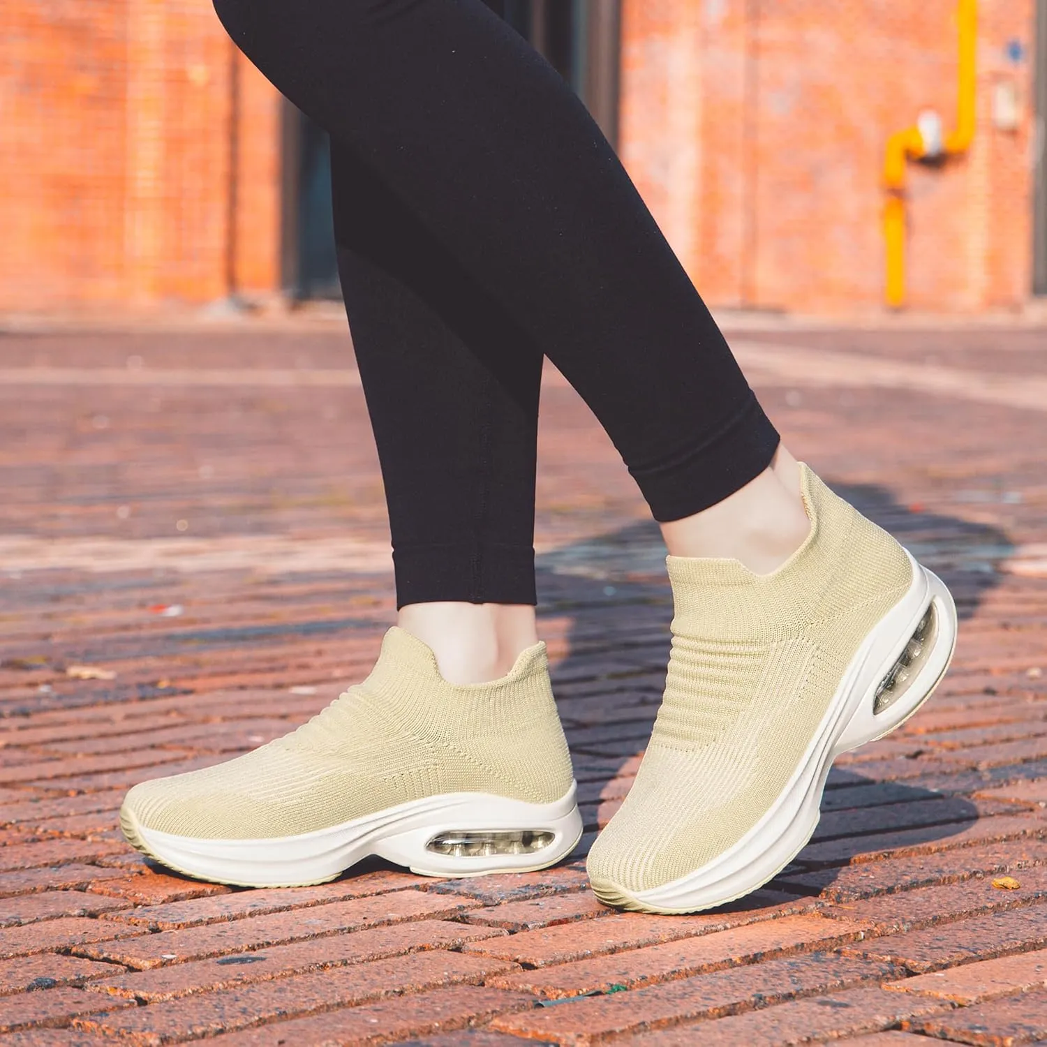 DOUSSPRT Womens Walking Shoes Sock Casual Ladies Fashion Sneakers Comfortable Slip On Air Cushion Platform