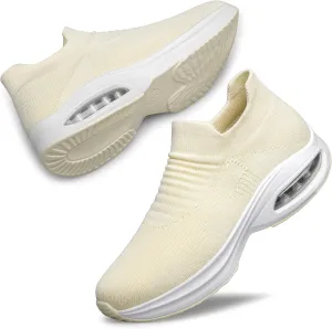 DOUSSPRT Womens Walking Shoes Sock Casual Ladies Fashion Sneakers Comfortable Slip On Air Cushion Platform