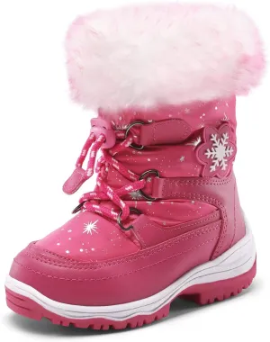 DREAM PAIRS Girls Toddler Snow Boots Slip Resistant Faux Fur Lined Mid Calf Little Kids Winter Shoes