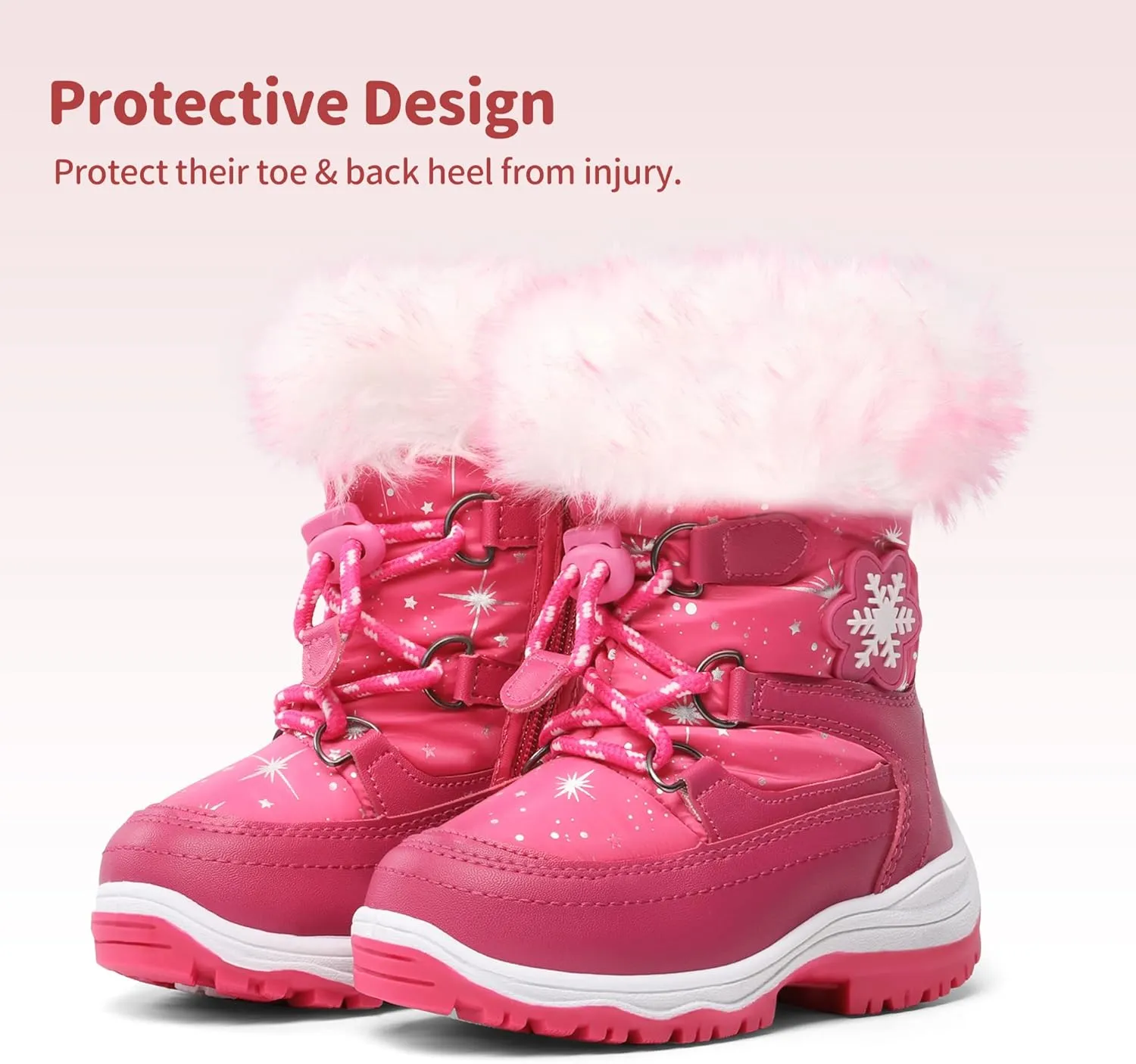 DREAM PAIRS Girls Toddler Snow Boots Slip Resistant Faux Fur Lined Mid Calf Little Kids Winter Shoes