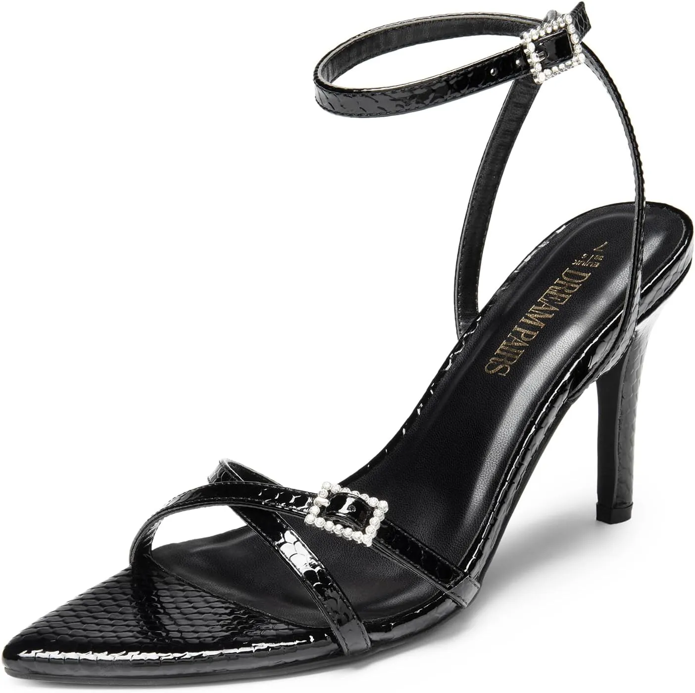 DREAM PAIRS Pointy Toe Heels for Women Stiletto Sexy Strappy Ankle Strap 3.7 inch High Heel Sandals for Party Prom