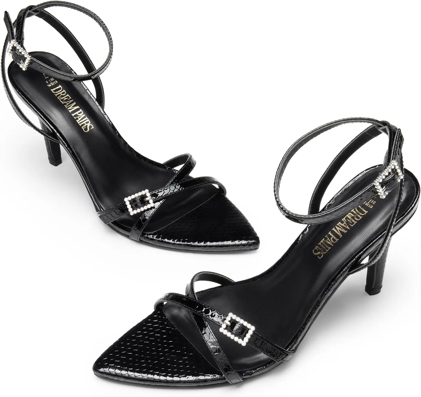 DREAM PAIRS Pointy Toe Heels for Women Stiletto Sexy Strappy Ankle Strap 3.7 inch High Heel Sandals for Party Prom
