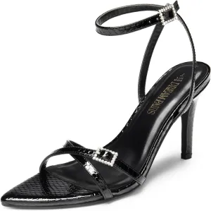 DREAM PAIRS Pointy Toe Heels for Women Stiletto Sexy Strappy Ankle Strap 3.7 inch High Heel Sandals for Party Prom