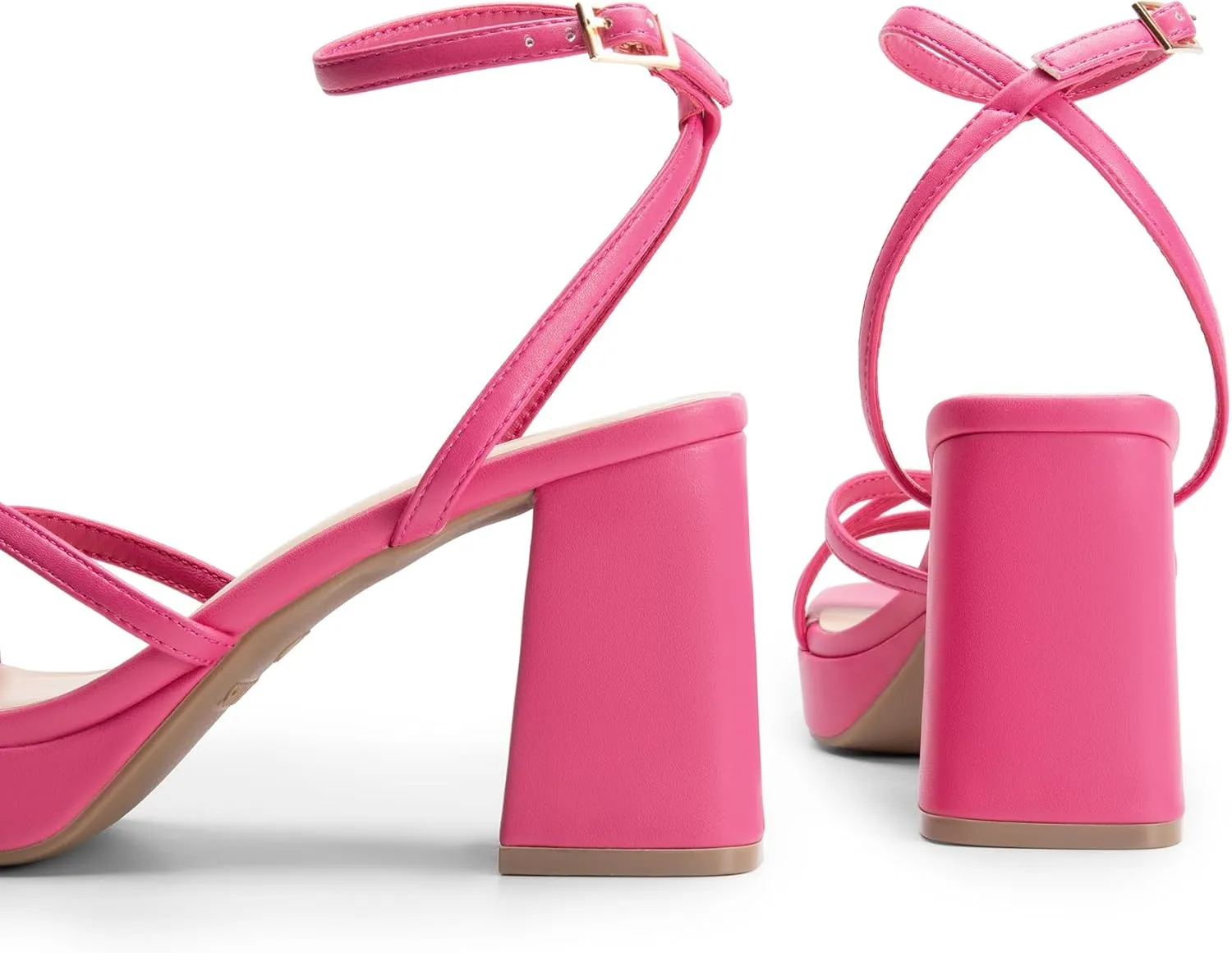 DREAM PAIRS Strappy Heels for Women Platform Chunky High 3-inch Heeled Sandals with Square Open Toe Ankle Buckle for Graduation Party Prom Daily Wedding