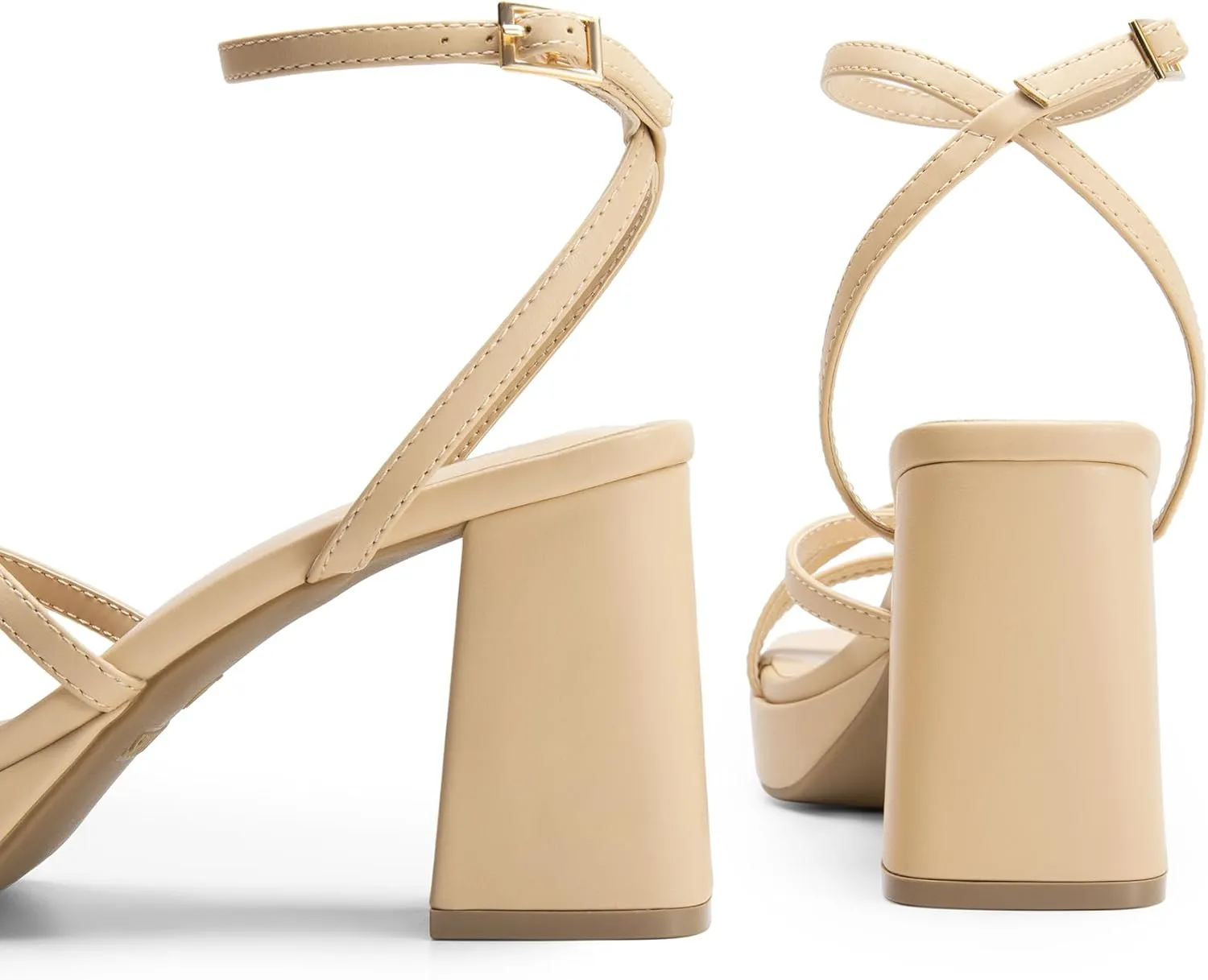 DREAM PAIRS Strappy Heels for Women Platform Chunky High 3-inch Heeled Sandals with Square Open Toe Ankle Buckle for Graduation Party Prom Daily Wedding