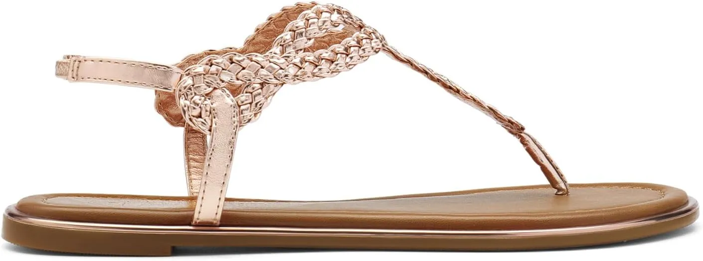 DREAM PAIRS Women's Flat Sandals Dressy Summer Stappy Comfortable Ankle Elastic T-Strap Beach Thong Sandals