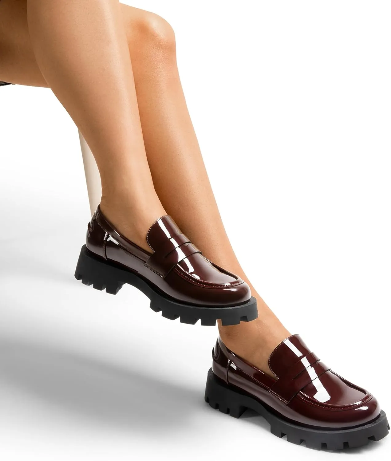DREAM PAIRS Women's Loafers, Lug Sole Slip On Platform Chunky Penny Loafers for Women Dressy and Work, Business Casual Shoes for Women