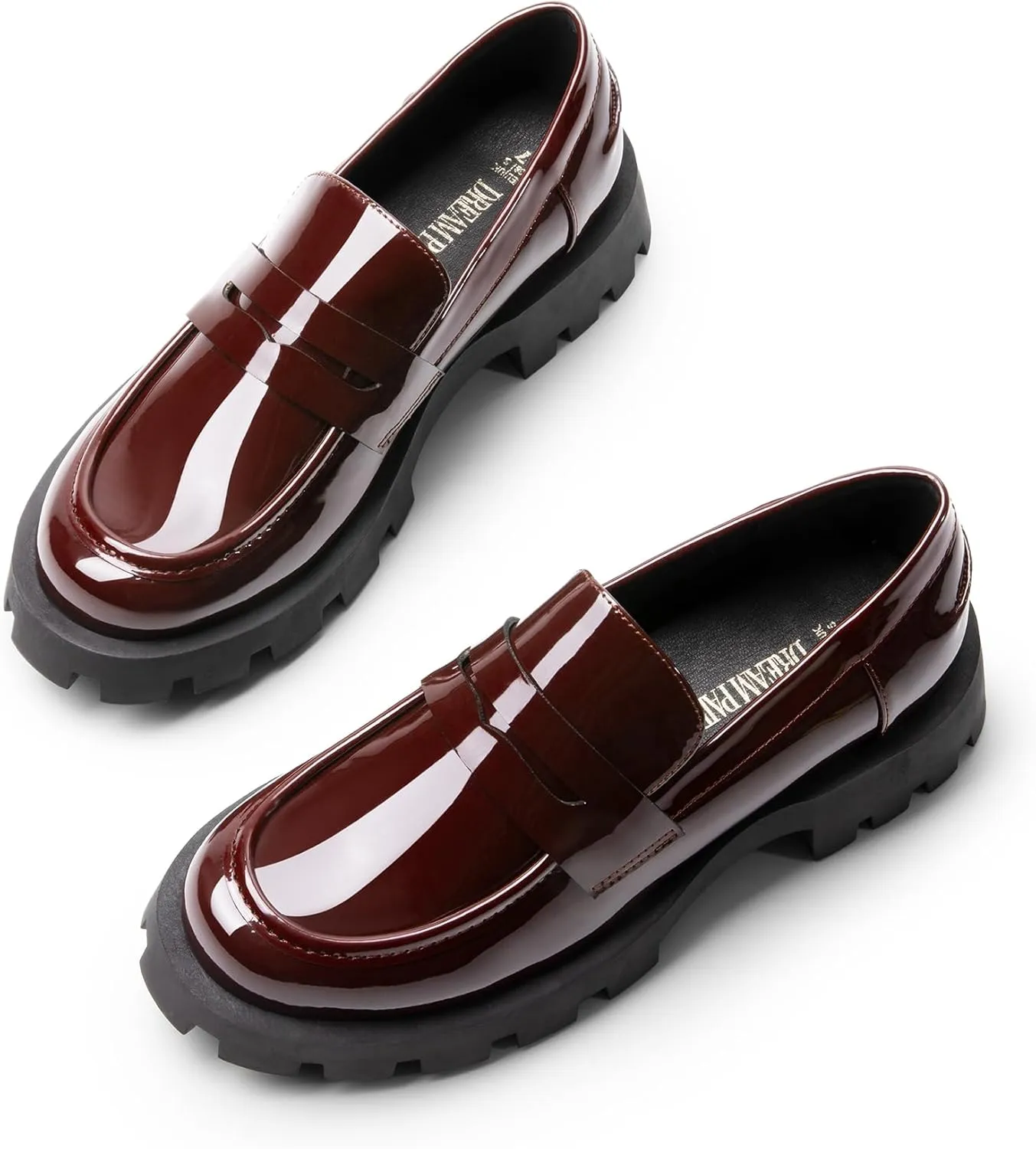 DREAM PAIRS Women's Loafers, Lug Sole Slip On Platform Chunky Penny Loafers for Women Dressy and Work, Business Casual Shoes for Women