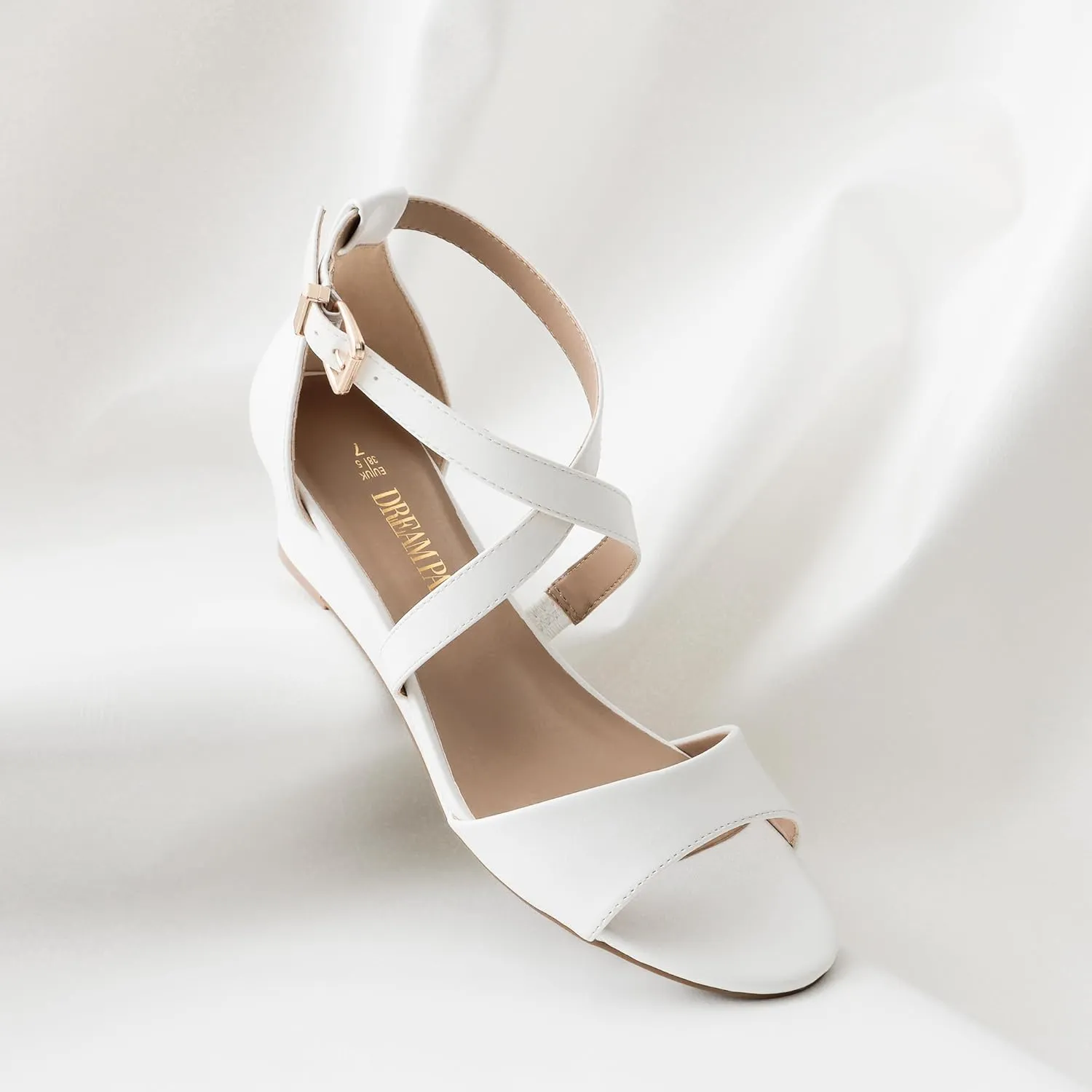 DREAM PAIRS Women's Low Wedge Sandals Ankle Strap Heel Sandal Open Toe Wide Dress Summer Shoes