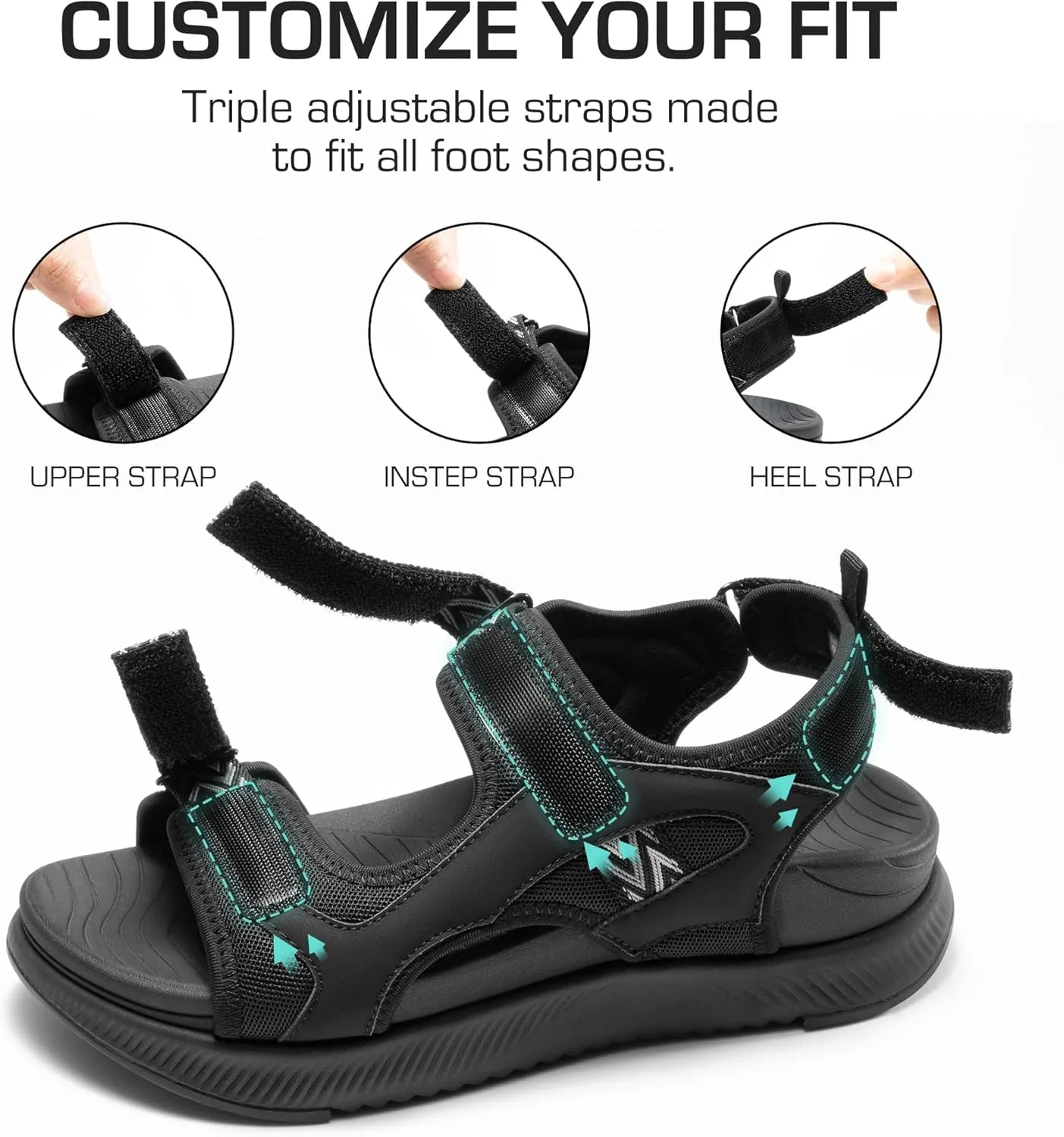 DREAM PAIRS Women's Walking Sandals Arch Support Orthopedic Recovery Hiking Sandals Thick Athletic Cushion Adjustable Strap for Plantar Fasciitis