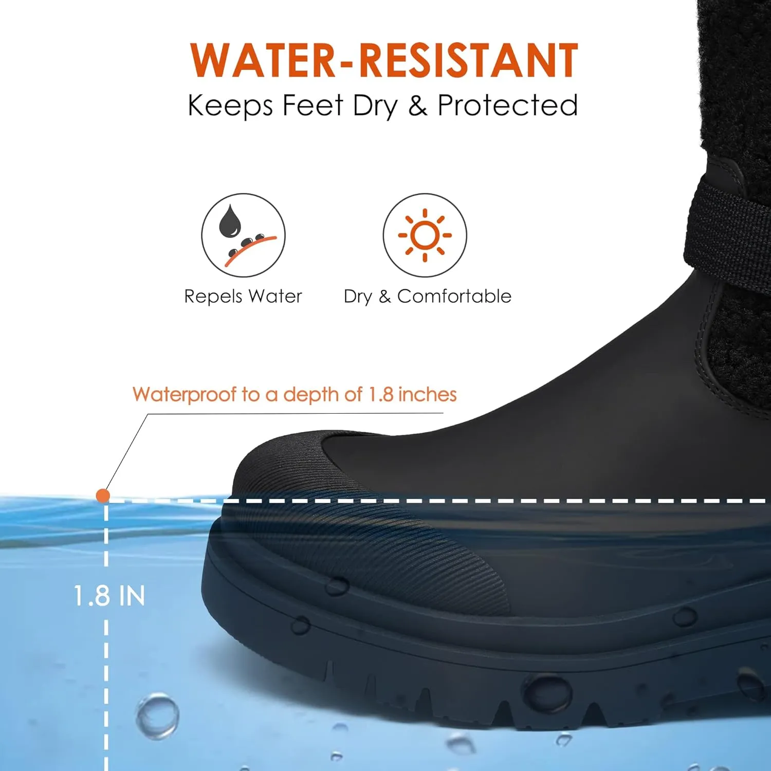 DREAM PAIRS Women's Waterproof Winter Snow Boots with Warm Comfortable Fur Lining, Anti Slip Rubber Mid-Calf Booties Outdoor