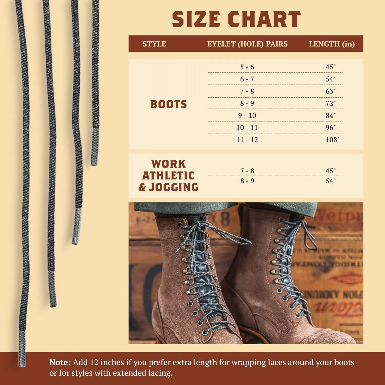 Drew's Boots Technora Boot Laces for Men and Women - Virtually Unbreakable, Braided, Flame-Resistant Work Boot Laces
