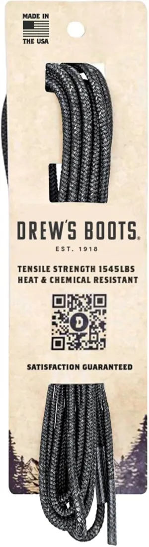Drew's Boots Technora Boot Laces for Men and Women - Virtually Unbreakable, Braided, Flame-Resistant Work Boot Laces