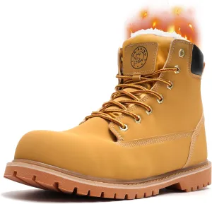 Dr.RHINO Winter Steel Toe Boots for Men Comfortable Winter Work Boots Waterproof Slip Resistant Snow Safety Boots Indestructible Construction Boots