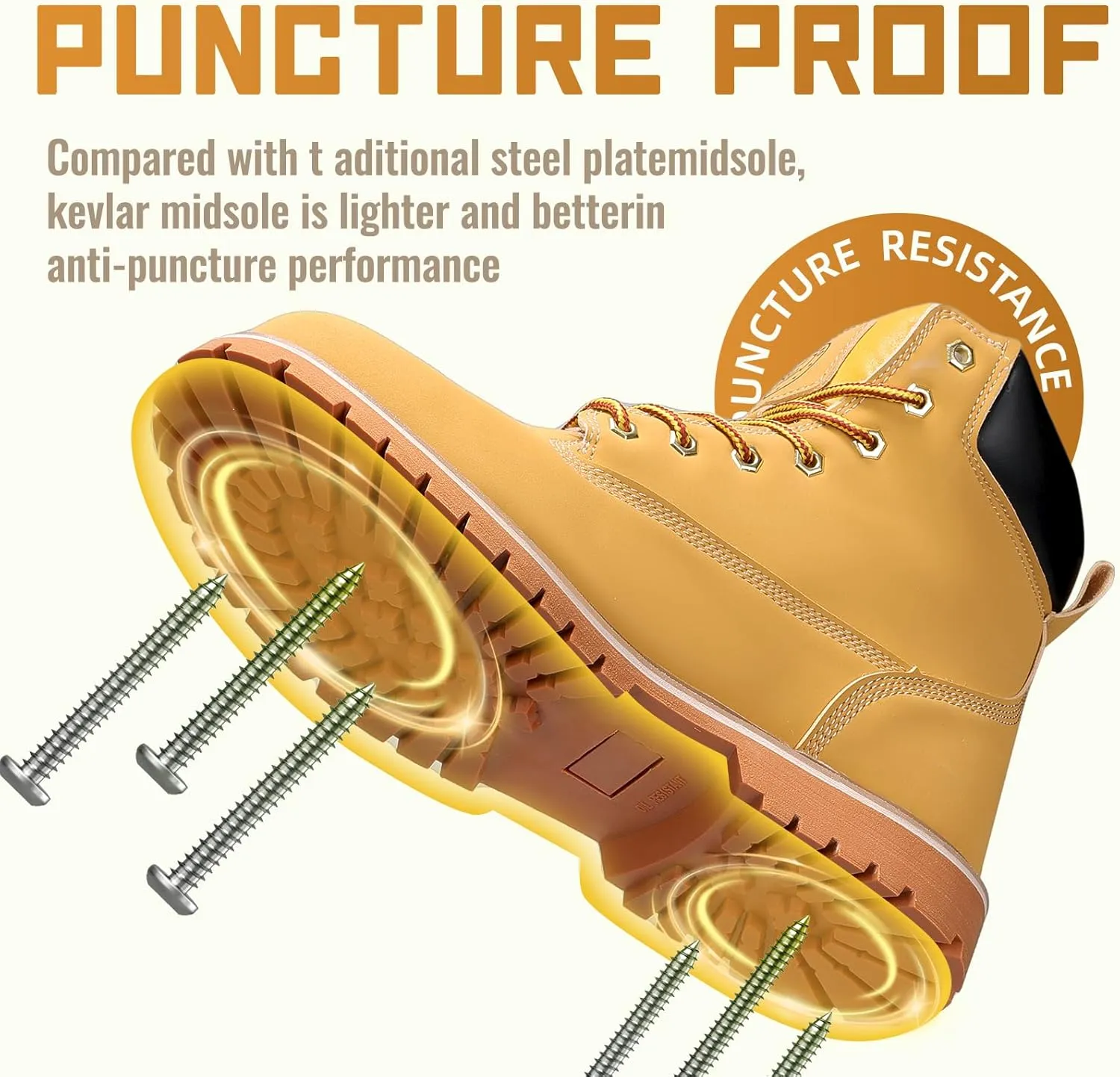 Dr.RHINO Winter Steel Toe Boots for Men Comfortable Winter Work Boots Waterproof Slip Resistant Snow Safety Boots Indestructible Construction Boots