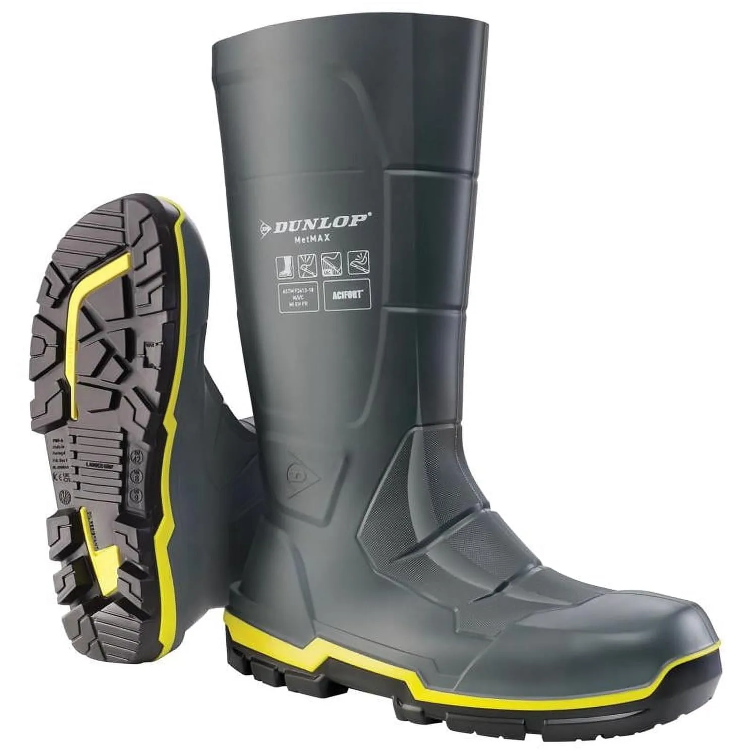 Dunlop Protective Footwear, Acifort MetMAX, 100% Waterproof Polyblend PVC Material, Comfortable, Flexible, Lightweight and Durable Protective Footwear, MZ2LE02.11, Size 11 US
