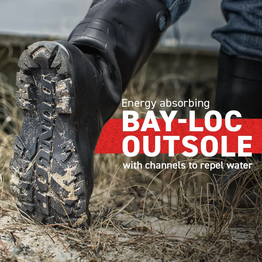 DUNLOP Protective Footwear, Chesapeake Plain Toe, 100% Waterproof, Lightweight and Durable PVC Boots, Slip Resistant, 8677577.11, Size 11 US, Black