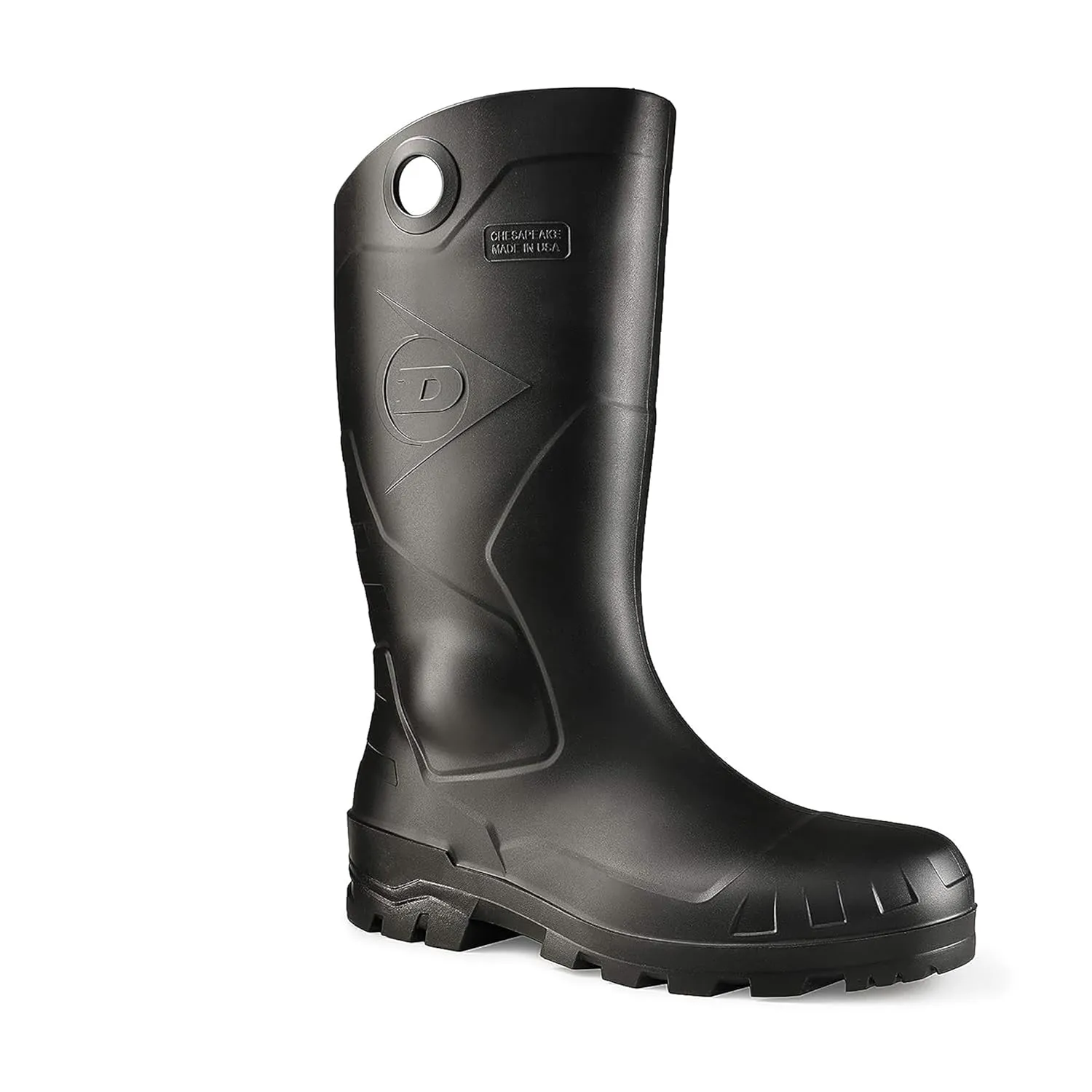 DUNLOP Protective Footwear, Chesapeake Plain Toe, 100% Waterproof, Lightweight and Durable PVC Boots, Slip Resistant, 8677577.11, Size 11 US, Black