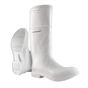 DUNLOP Protective Footwear, Plain Toe White Safety Lock, 100% Waterproof PVC, Lightweight and Durable Protective Footwear, Slip-Resistant, 8101100.1, Size 10 US