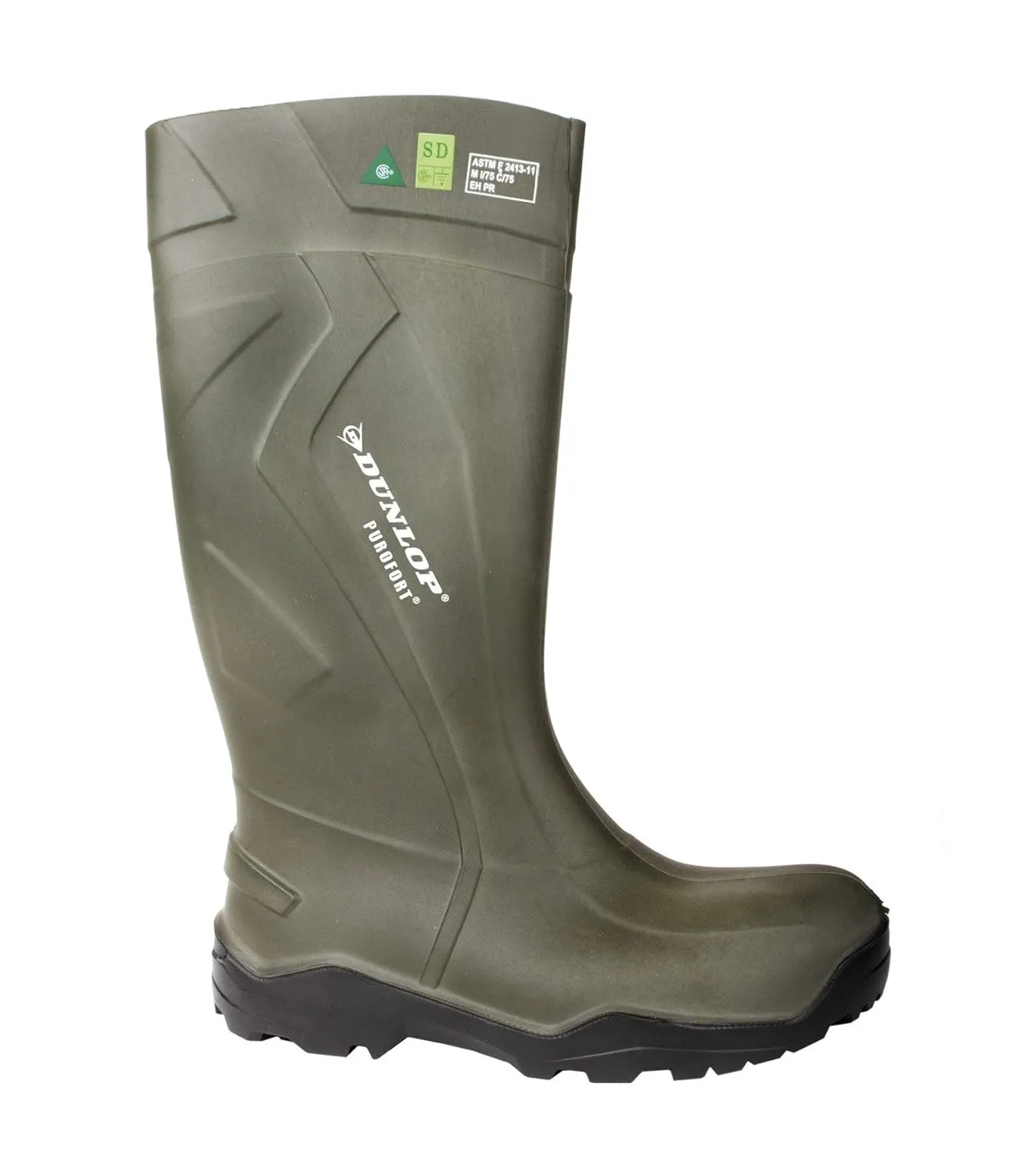 DUNLOP Protective Footwear, Purofort  full safety Green/Black, 100% Waterproof Purofort Material, Lightweight and Durable Protective Footwear, Slip-Resistant, E762943.09, Size 9 US