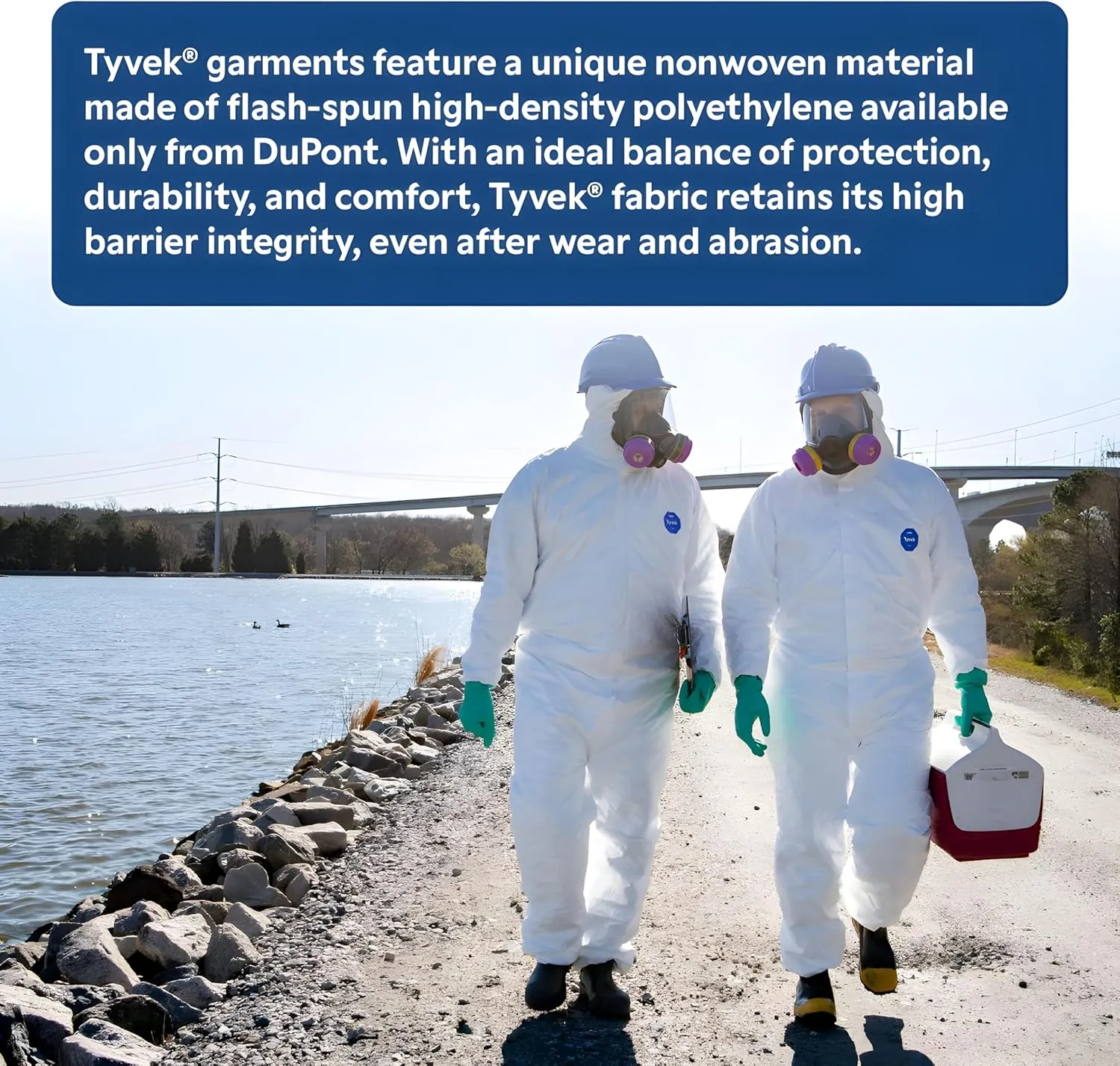 DuPont Tyvek 400 TY127S Disposable Protective Coverall with Respirator-Fit Hood and Elastic Cuff, White