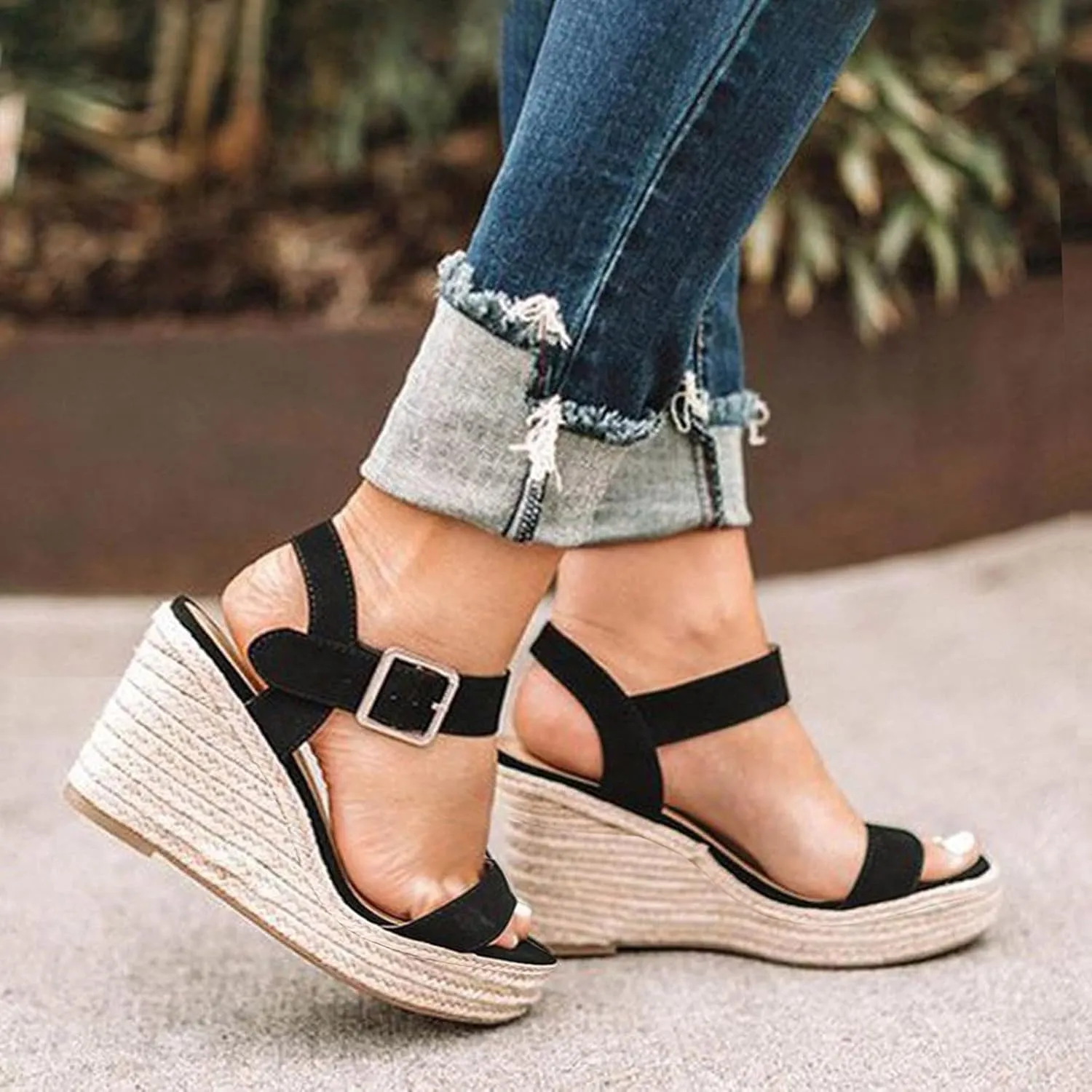 Eduavar Wedge Sandals for Women, Sandals Women Retro Roman Sandals Summer Breathable Sandals Outdoor Flip Flops