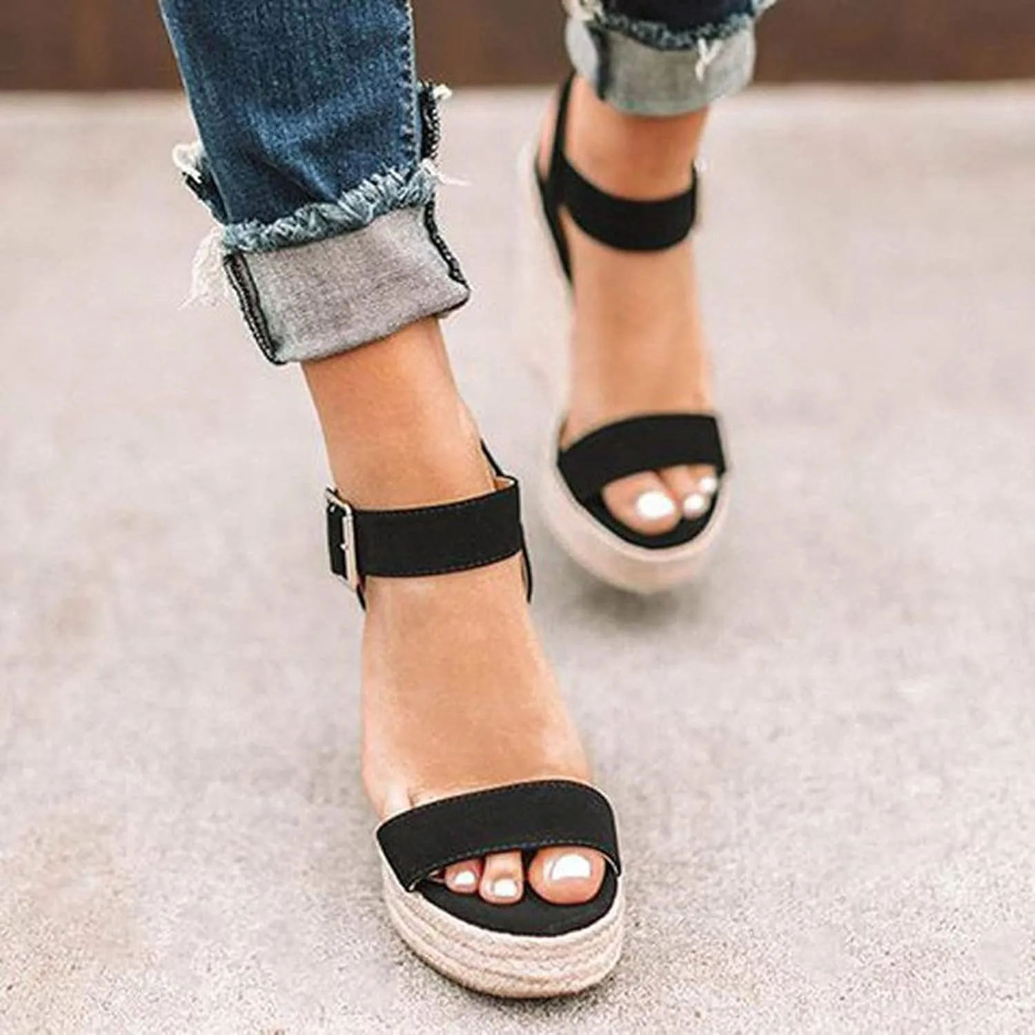 Eduavar Wedge Sandals for Women, Sandals Women Retro Roman Sandals Summer Breathable Sandals Outdoor Flip Flops
