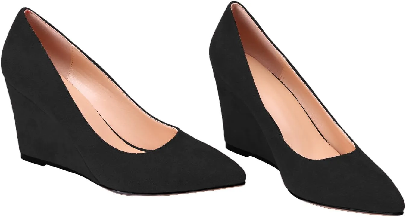 Elegant Women's Closed Toe Wedge Sandals - Comfortable Slip-On Pumps for Formal Events, Weddings, Office Work, and Dressy Occasions in