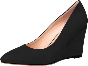 Elegant Women's Closed Toe Wedge Sandals - Comfortable Slip-On Pumps for Formal Events, Weddings, Office Work, and Dressy Occasions in