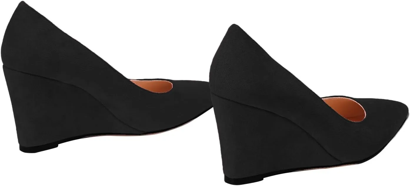 Elegant Women's Closed Toe Wedge Sandals - Comfortable Slip-On Pumps for Formal Events, Weddings, Office Work, and Dressy Occasions in