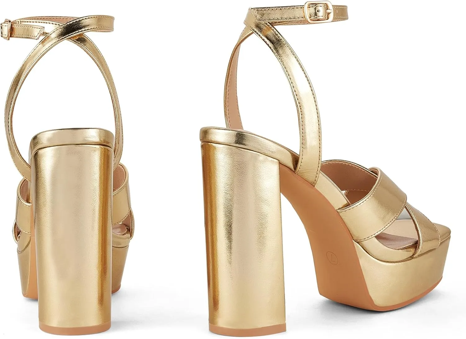Elisabet Tang Platform Chunky High Heels Sandals for Women,4.7 inch Strappy Square Open Toe Block Heels Sexy Ankle Strap Thick Heeled Sandals Daily Wedding Party Dress Shoes