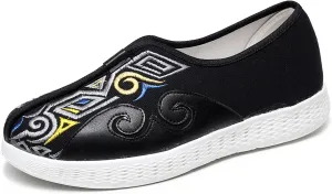 Embroidered Traditional Chinese Dragon Slip-On Canvas Loafers for Men - Comfortable and Stylish Casual Walking Shoes with Non-Slip Rubber Sole, Ideal for Everyday Wear Kung Fu shoes