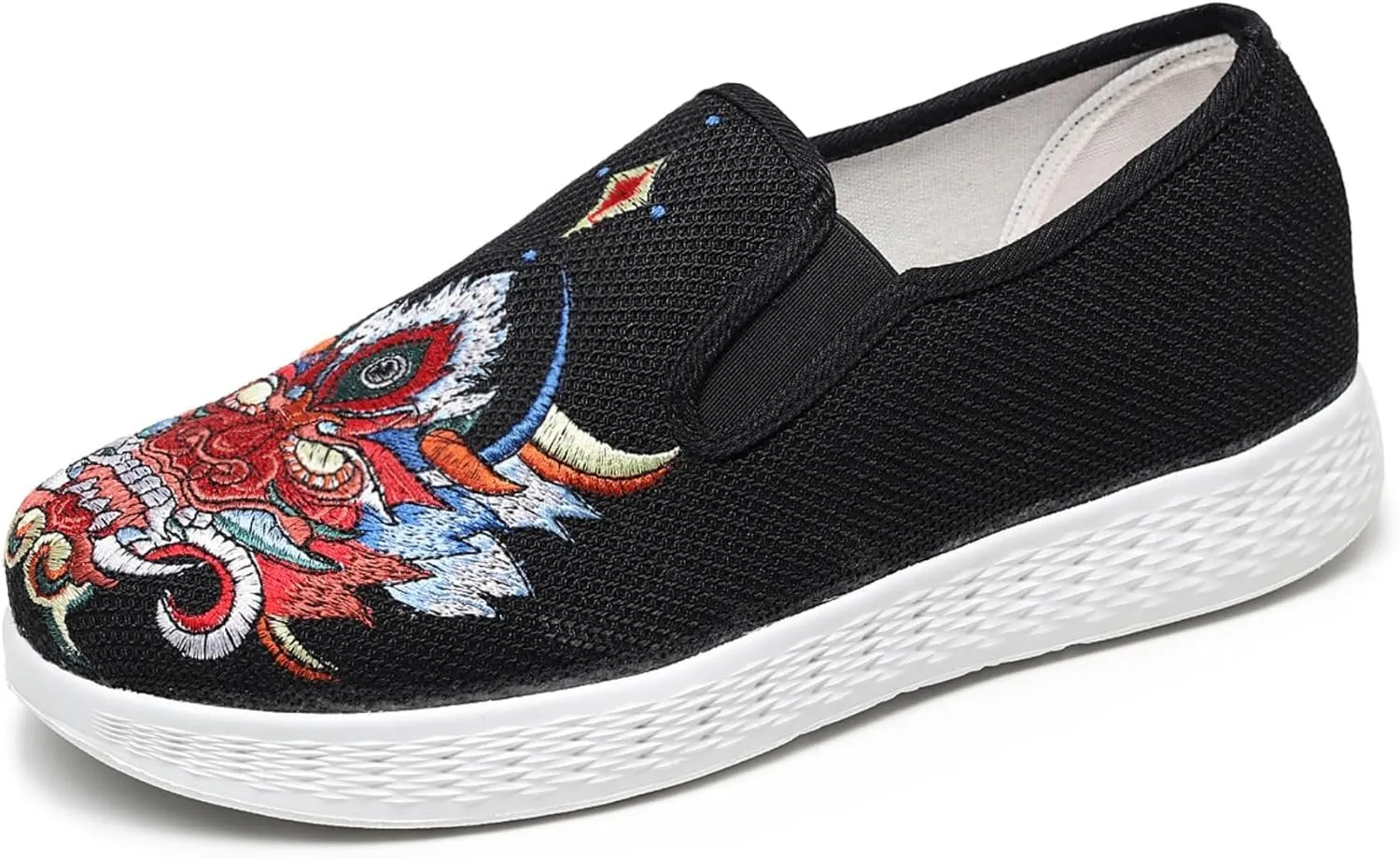 Embroidered Traditional Chinese Dragon Slip-On Canvas Loafers for Men - Comfortable and Stylish Casual Walking Shoes with Non-Slip Rubber Sole, Ideal for Everyday Wear Kung Fu shoes