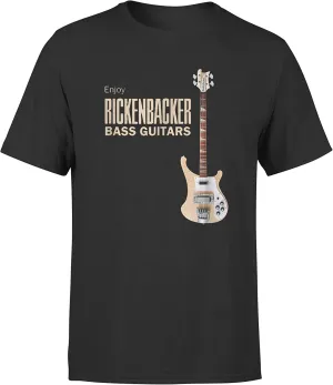 Enjoy Rickenbacker Bass Guitars Retro Sound Pattern Retro Fashion Black Adult T-Shirt