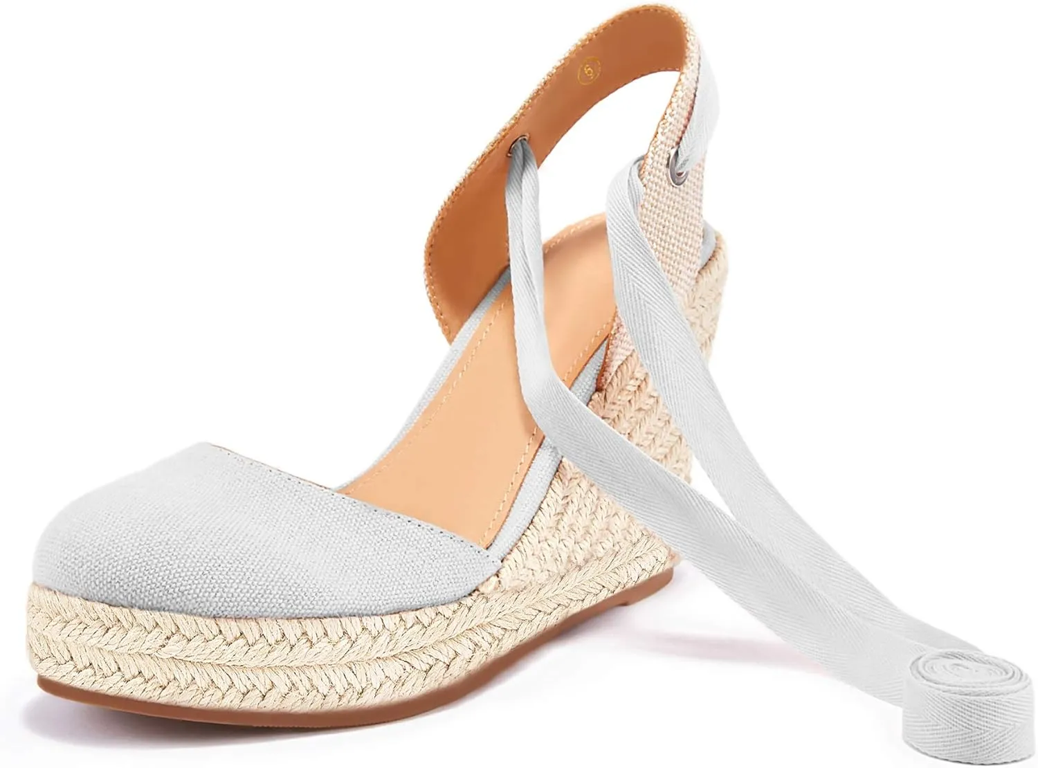 Ermonn Womens Espadrilles Wedge Sandals Platform Closed Toe Ankle Strap Lace Up Summer Shoes