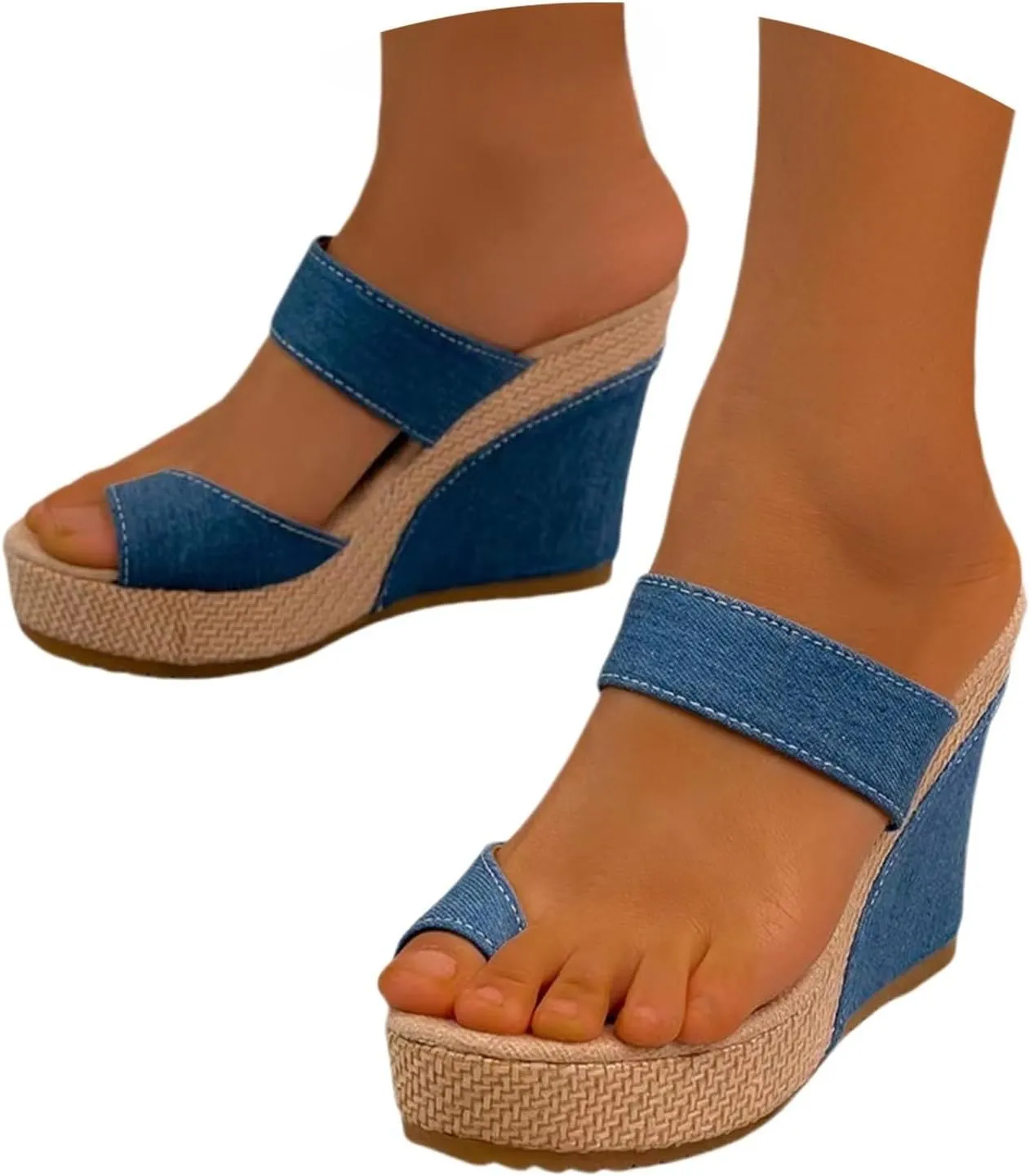 Espadrilles Wedge Sandals for Women Ring Toe Summer Dressy Beach Sandals Slingback Slip On Dress Shoes Wide Width High Heel Shoes