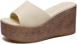 Espadrilles Wedges for Women Mules Comfortable Slides Platform Chunky High Heels Cute Y2K Fashion Dressy Casual Sandals Spring Summer Fall Outdoors Travel Streetwear Parties Cruise Beach Holiday
