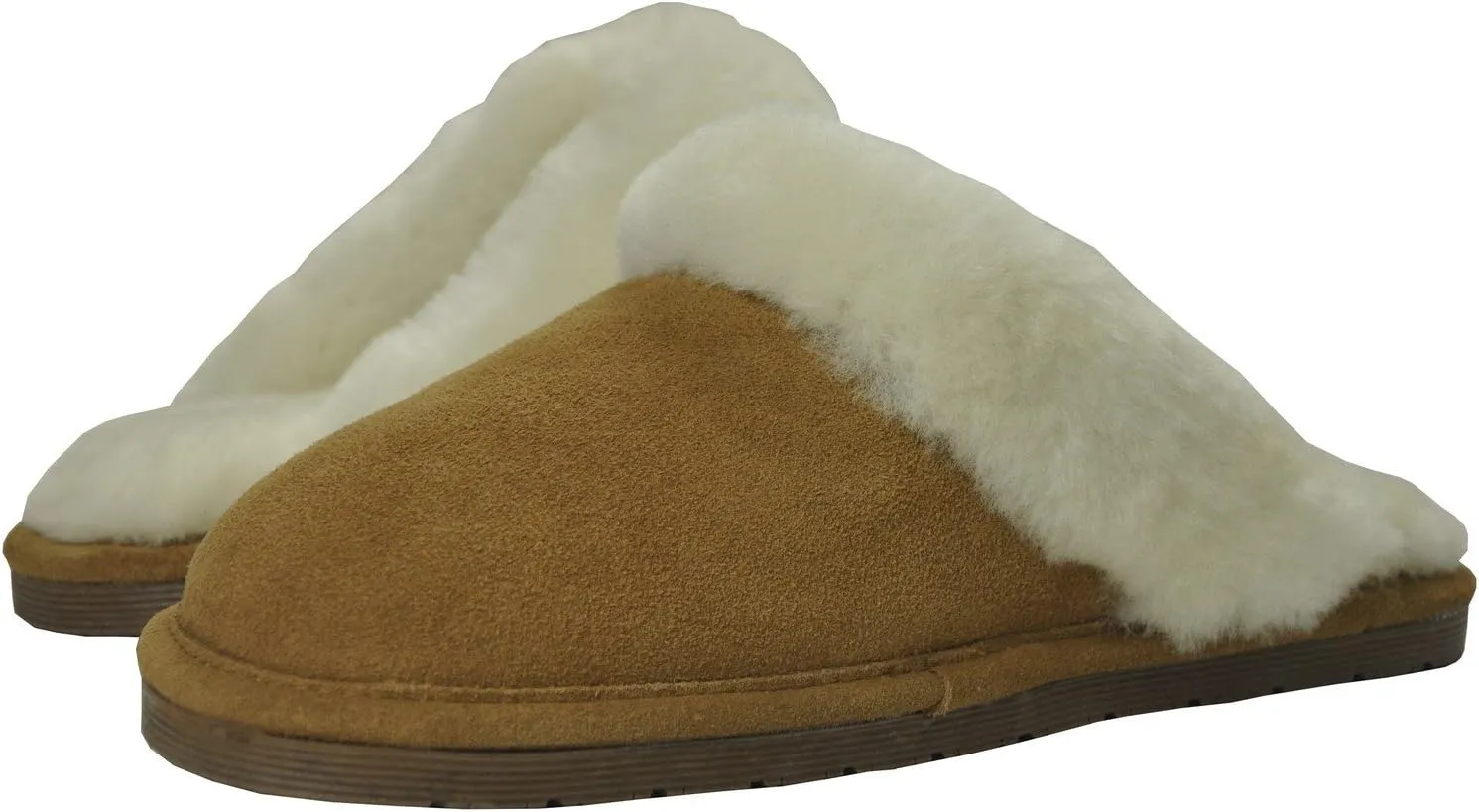 Eurow Sheepskin Women's Hardsole Scuff Slipper - Chestnut/White