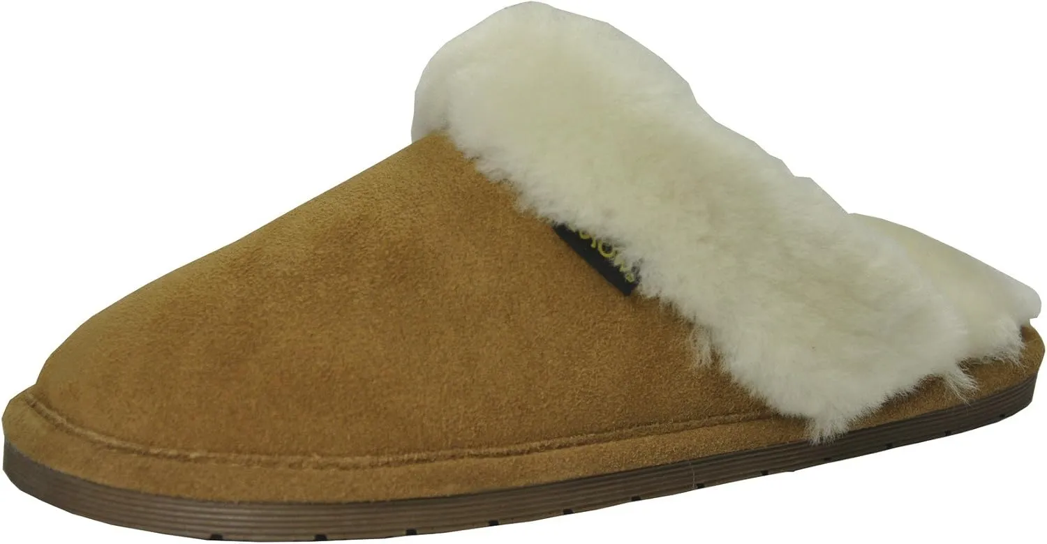 Eurow Sheepskin Women's Hardsole Scuff Slipper - Chestnut/White