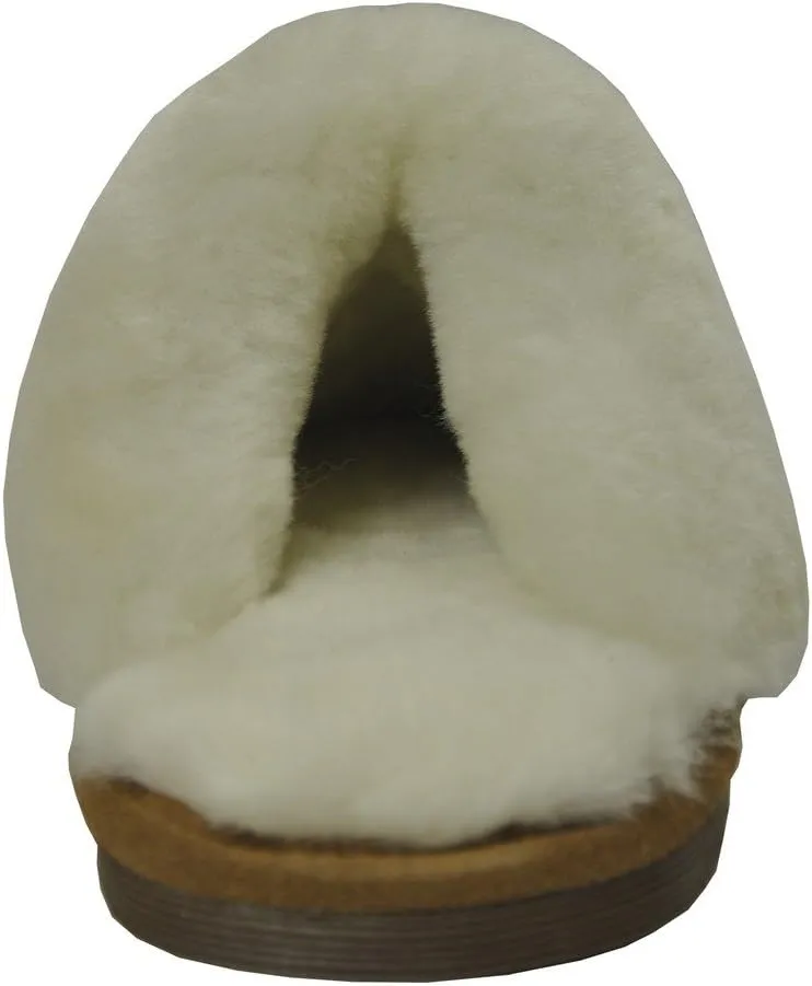 Eurow Sheepskin Women's Hardsole Scuff Slipper - Chestnut/White