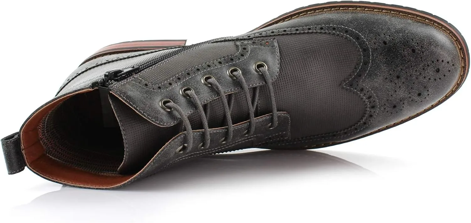 Ferro Aldo Gideon MFA806087 Men's Wing-Tip Plaid Dress Boots