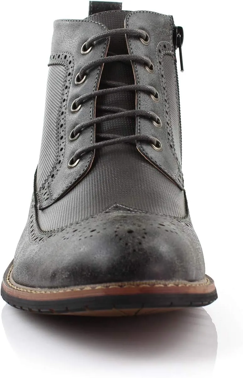 Ferro Aldo Gideon MFA806087 Men's Wing-Tip Plaid Dress Boots