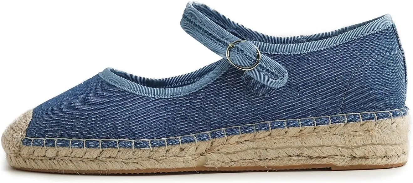 FEVERSOLE Close Toe Espadrilles Women's Comfort Breathable Ankle Strap Low Heel Wedge